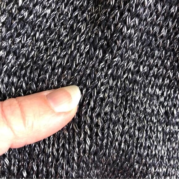 Eileen Fisher charcoal gray metallic open front crochet knit cardigan sweater XL - Picture 10 of 15